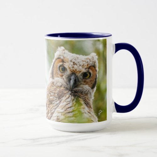 Cute Baby Owl Yellow Eyes Fine Art Photography Mug