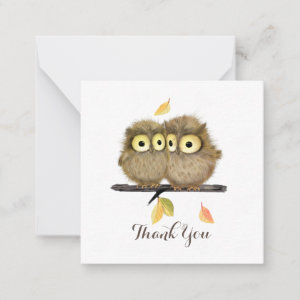 Cute Baby Owls Thank You Note Card