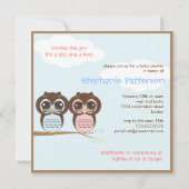Cute Baby Owls Twins Baby Shower Invitation | Zazzle