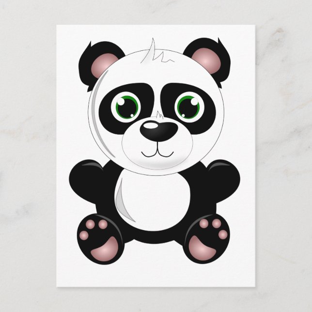 Cute baby panda animation cartoon illustration postcard (Front)