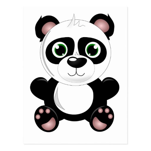 Cute baby panda animation cartoon illustration postcard | Zazzle