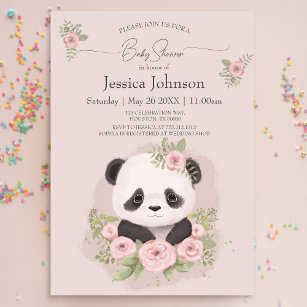 Cute Baby Panda Baby Shower Invitation