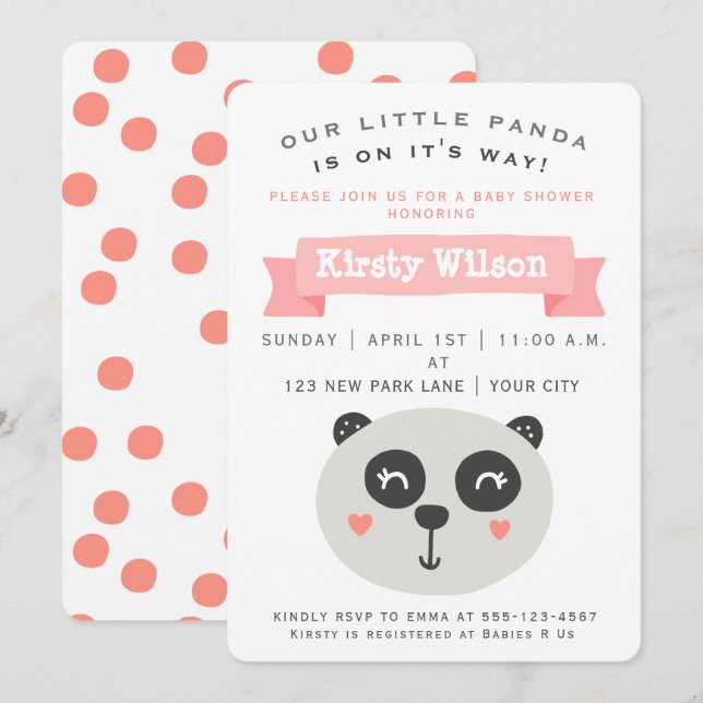 Cute Baby Panda Bear | Baby Shower Invitation (Front/Back)