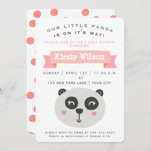 Cute Baby Panda Bear  Baby Shower Invitation