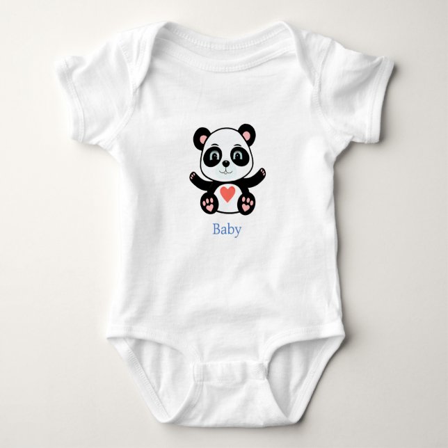 Cute Baby Panda Bear Cartoon Bodysuit (Front)