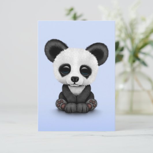 Cute Baby Panda Bear Cub on Light Blue (Standing Front)