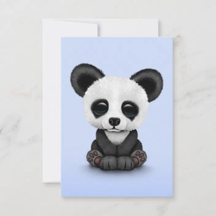 Cute Baby Panda Bear Cub On Light Blue Zazzle Com