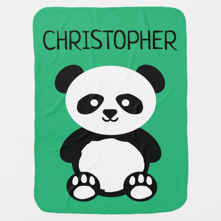 Cute Baby Panda Bear Kawaii Personalized Green Baby Blanket Zazzle Com