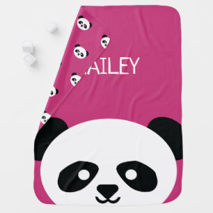 Cute Baby Panda Bear Kawaii Personalized Pink Blanket