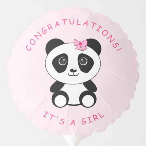 Cute Baby Panda Bear Pink Congratulations Balloon