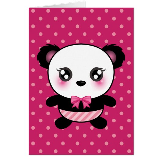 Cute Baby Panda Bear Pink Polka Dots Pattern (Front)