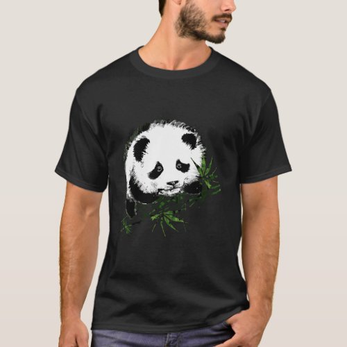 Cute Baby Panda Bear With Bamboo T_Shirt