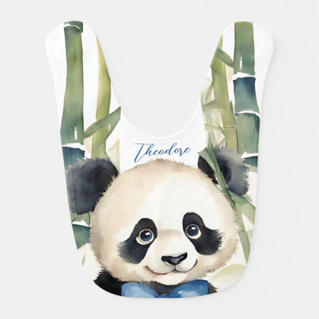 Cute Baby Panda Boy Baby Bib (Front)