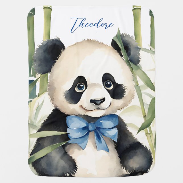 Cute Baby Panda Boy Blanket (Front)