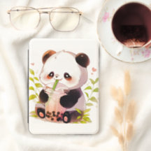 Cute Baby Panda Bubble Tea Kindle Case | Kawaii Bo