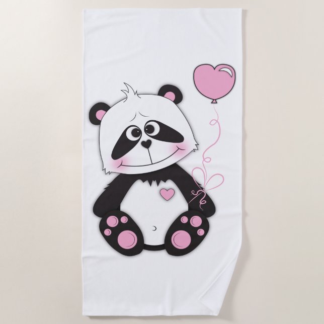 Cute Baby Panda Cartoon Beach Towel (Front)