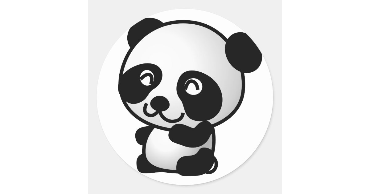 Cute Baby Panda Cartoon Classic Round Sticker Zazzle Com