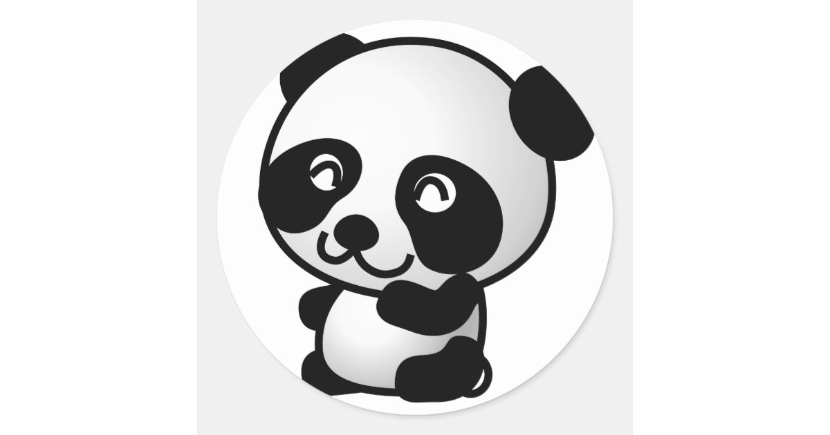 Cute Baby Panda Cartoon Classic Round Sticker Zazzle Com