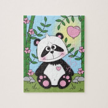 Cute Baby Panda Cartoon Jigsaw Puzzle by HeeHeeCreations at Zazzle