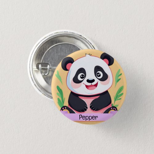 Cute Baby Panda Custom Name Button