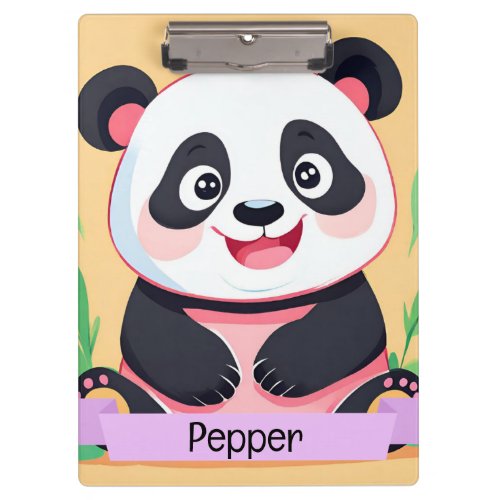 Cute Baby Panda Custom Name Clipboard