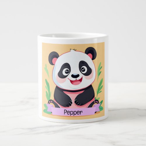 Cute Baby Panda Custom Name Giant Coffee Mug