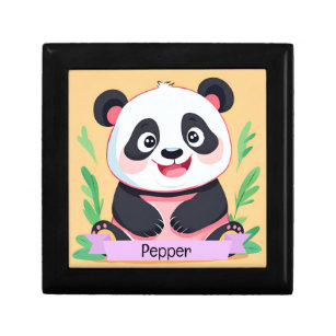 Cute Baby Panda Custom Name Gift Box
