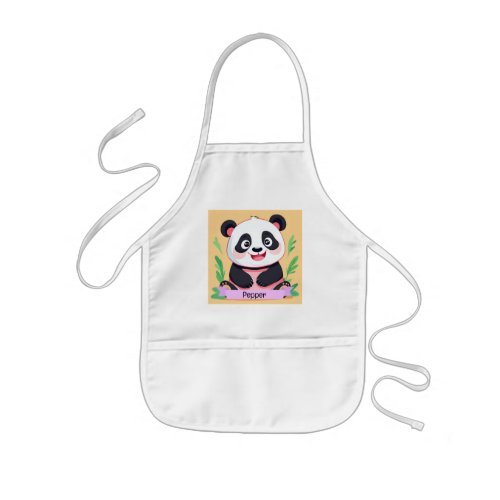 Cute Baby Panda Custom Name Kids Apron