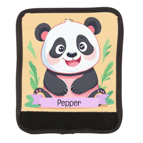 Cute Baby Panda Custom Name Luggage Handle Wrap