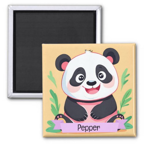Cute Baby Panda Custom Name Magnet