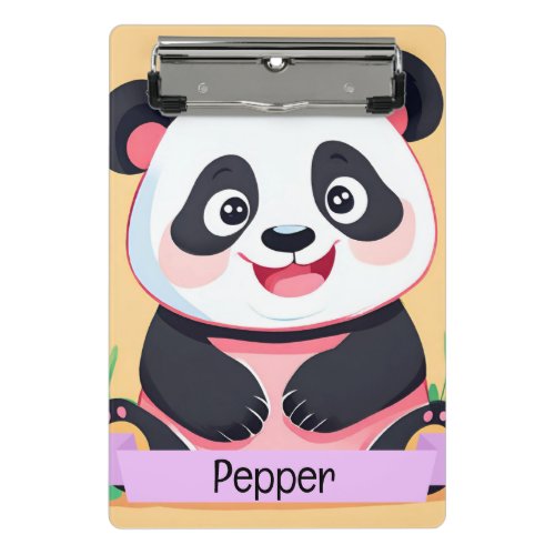 Cute Baby Panda Custom Name Mini Clipboard