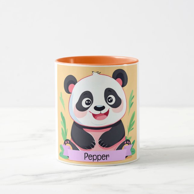 Cute Baby Panda Custom Name Mug (Center)