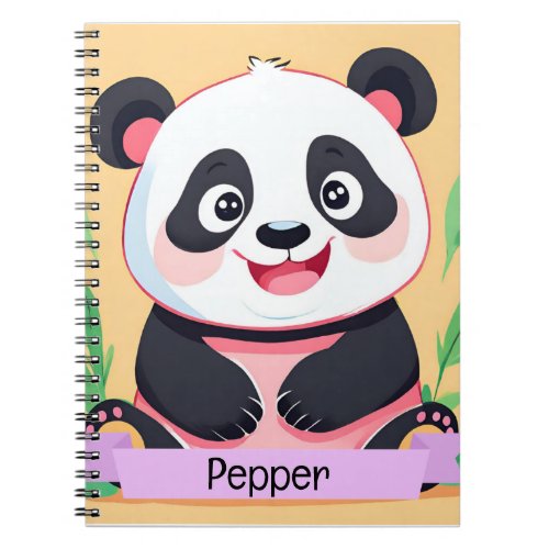 Cute Baby Panda Custom Name Notebook