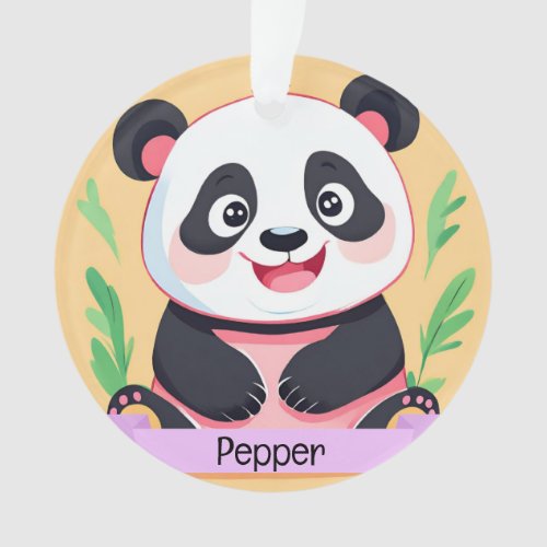 Cute Baby Panda Custom Name Ornament