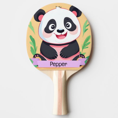 Cute Baby Panda Custom Name Ping Pong Paddle