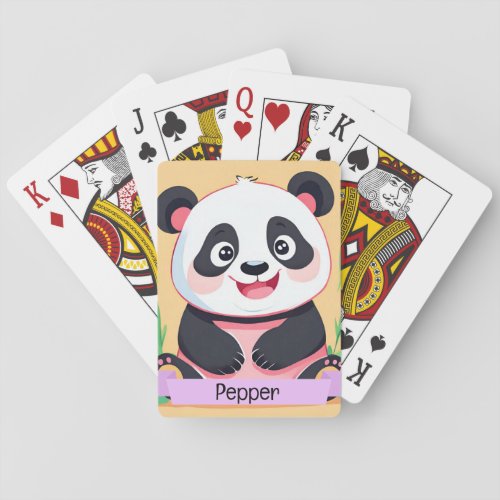 Cute Baby Panda Custom Name Playing Cards