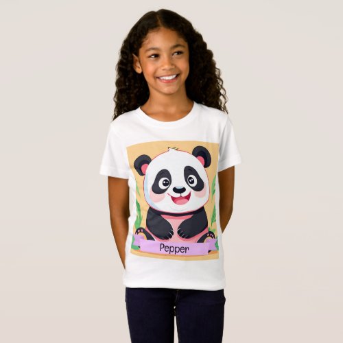 Cute Baby Panda Custom Name T_Shirt