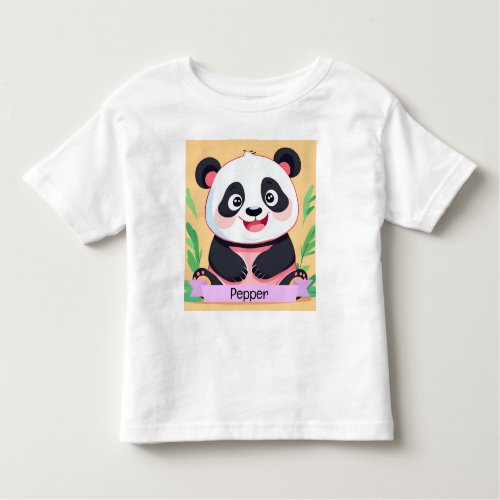 Cute Baby Panda Custom Name Toddler T_shirt