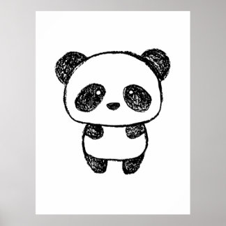 Cute Baby Panda Drawn in Charcoal - Amanda Roos Poster