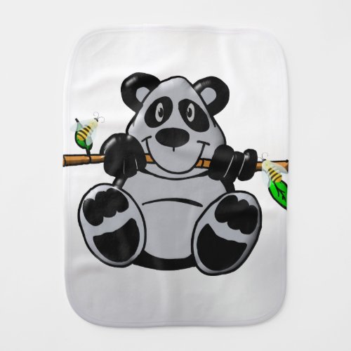 Cute Baby Panda Eating Bamboo Burp Cloth