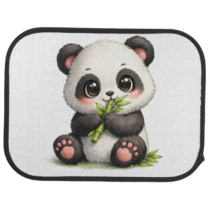 Cute Baby Panda Eating Bamboo Car Floor Mats Set