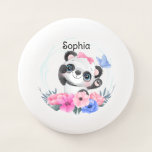 Cute Baby Panda Flower Wreath Custom Name        Wham-o Frisbee at Zazzle