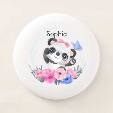 Cute Baby Panda Flower Wreath Custom Name        Wham-O Frisbee