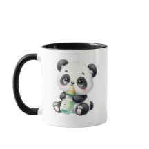 Cute Baby Panda Holding Bamboo Coffee Mug | Adorab