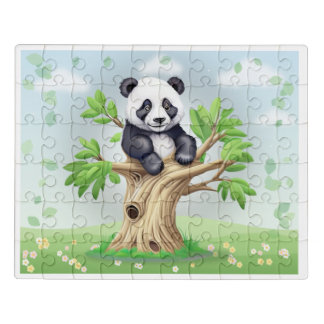 Cute Baby Panda in a Tree Acrylic Jigsaw Puzzle