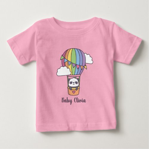 Cute Baby Panda In Hot Air Balloon Baby T_Shirt