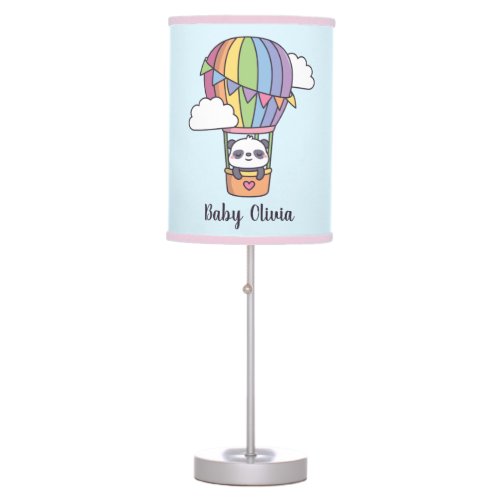Cute Baby Panda In Hot Air Balloon Kids Room Decor Table Lamp