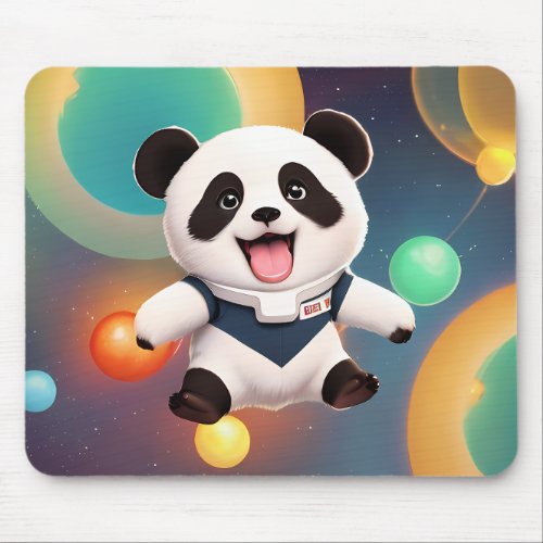 Cute Baby Panda in Space Mousepad