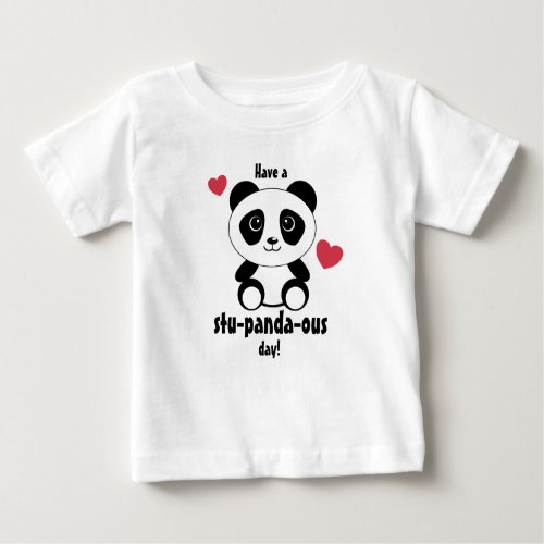 Cute Baby Panda In Winter Snow Grey Baby T_Shirt