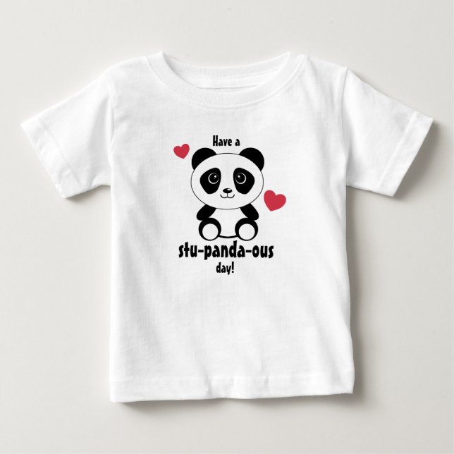 Cute Baby Panda In Winter Snow Grey Baby T-Shirt (Front)